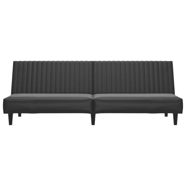 Schlafsofa 2-Sitzer Schwarz Kunstleder