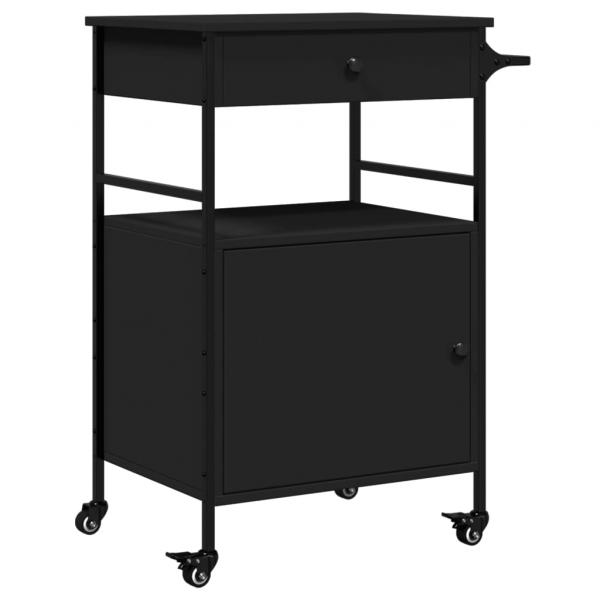 Küchenwagen Schwarz 56x43x89,5 cm Holzwerkstoff