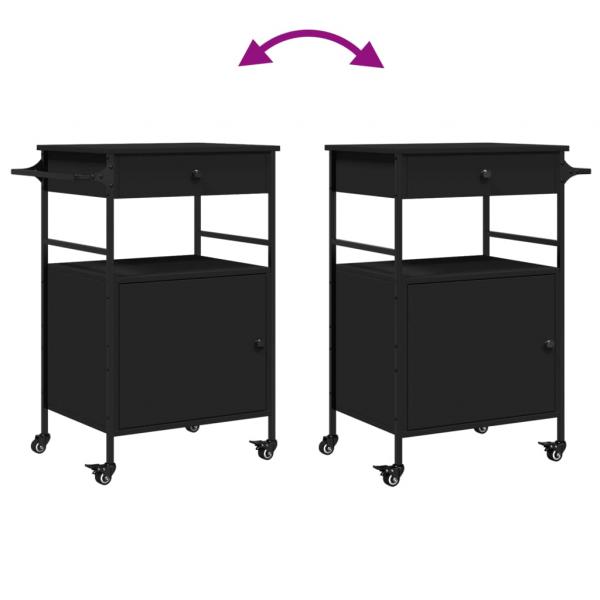 Küchenwagen Schwarz 56x43x89,5 cm Holzwerkstoff