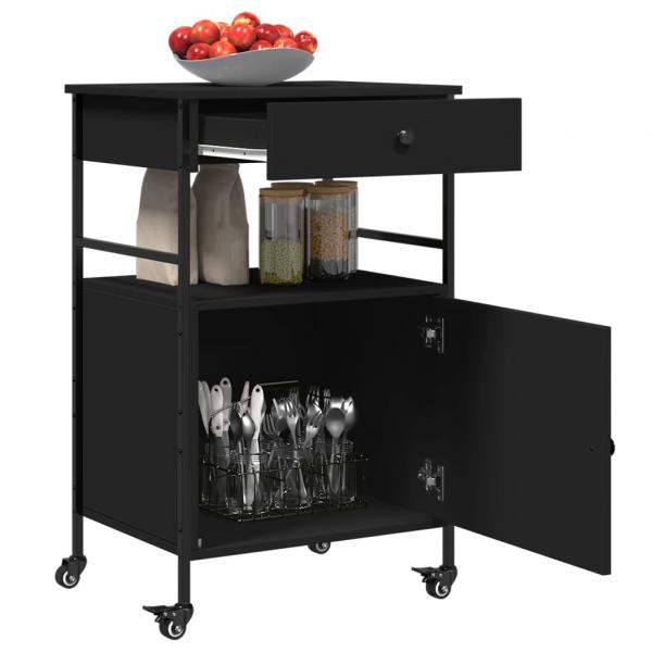 Küchenwagen Schwarz 56x43x89,5 cm Holzwerkstoff