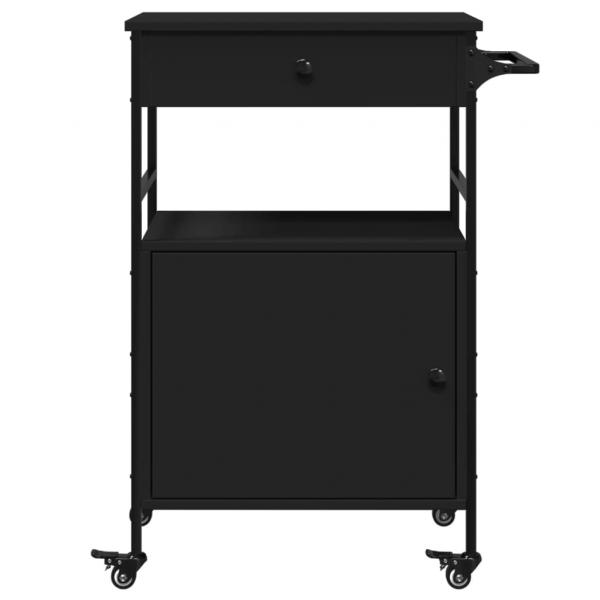 Küchenwagen Schwarz 56x43x89,5 cm Holzwerkstoff