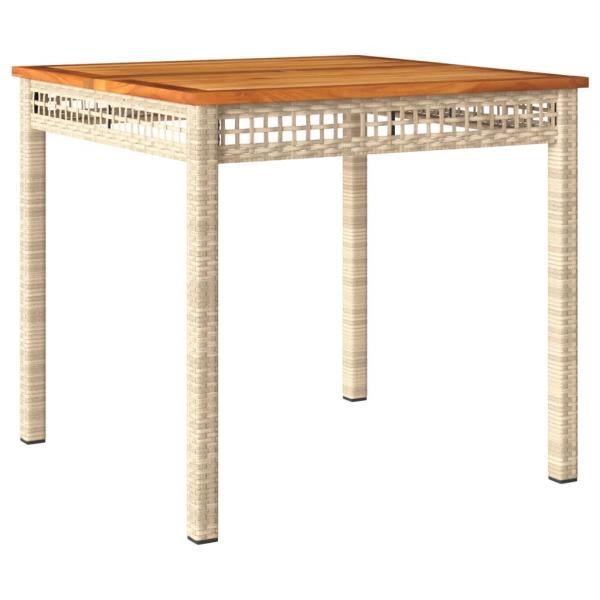 Gartentisch Beige 80x80x75 cm Poly Rattan Akazienholz
