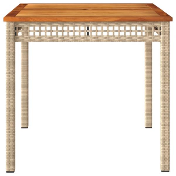 Gartentisch Beige 80x80x75 cm Poly Rattan Akazienholz