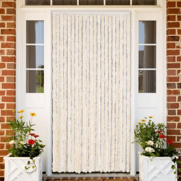 ARDEBO.de - Fliegenvorhang Beige und Weiß 100x200 cm Chenille