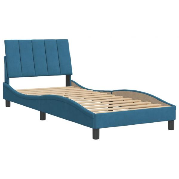 Bettgestell mit Kopfteil Blau 90x190 cm Samt