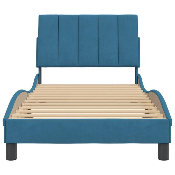 Bettgestell mit Kopfteil Blau 90x190 cm Samt