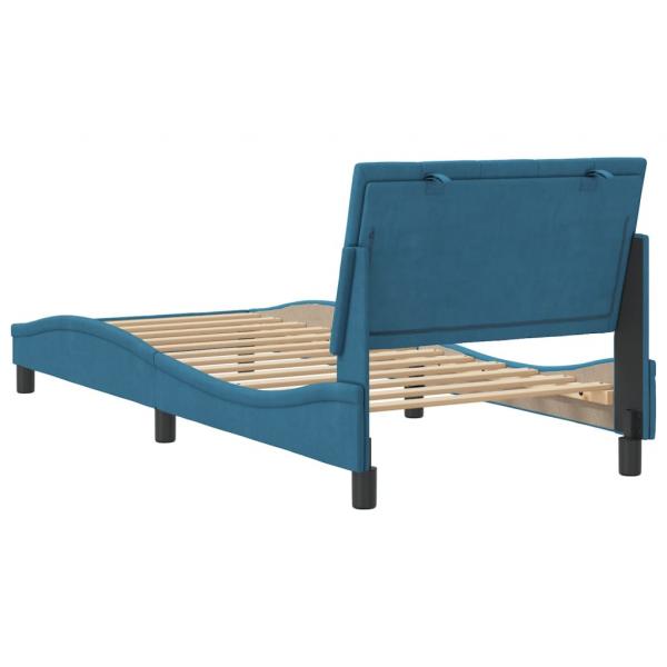 Bettgestell mit Kopfteil Blau 90x190 cm Samt