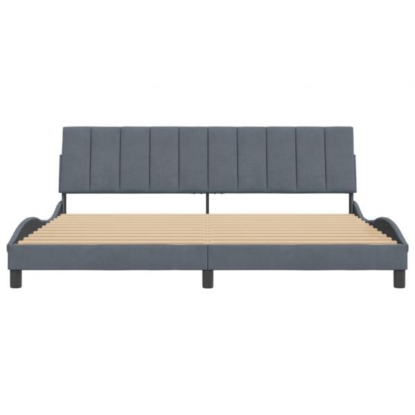Bettgestell mit Kopfteil Dunkelgrau 200x200 cm Samt