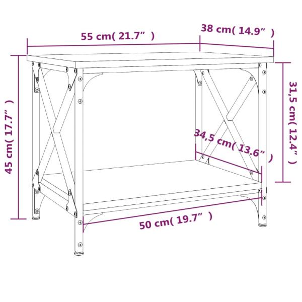 ARDEBO.de - Beistelltisch Schwarz 55x38x45 cm Holzwerkstoff