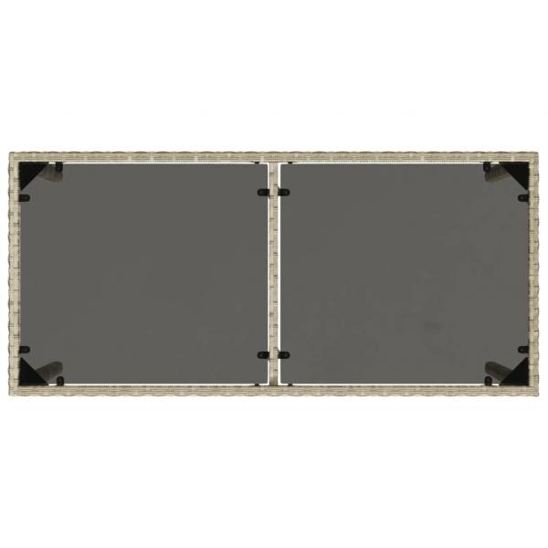Gartentisch mit Glasplatte Hellgrau 115x54x74 cm Poly Rattan