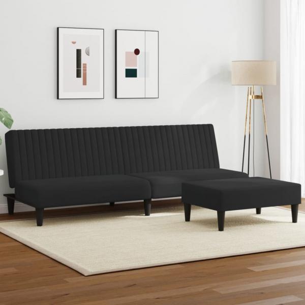ARDEBO.de - 2-tlg. Sofagarnitur Schwarz Samt