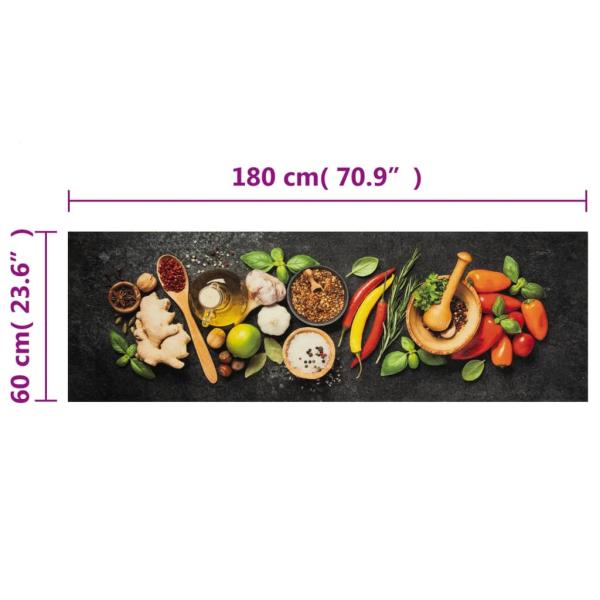 Küchenteppich Waschbar Gewürze 60x180 cm Samt