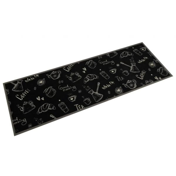 ARDEBO.de - Küchenteppich Waschbar Morgen Schwarz 60x180 cm Samt