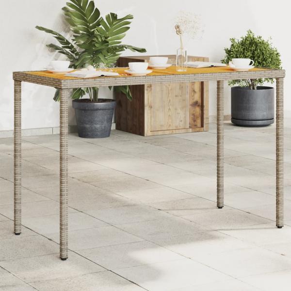 ARDEBO.de - Gartentisch mit Akazienholz-Platte Grau 115x54x74cm Poly Rattan