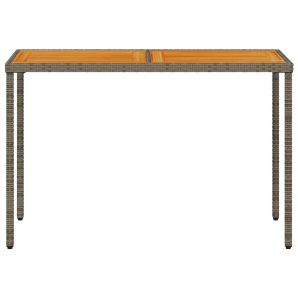 Gartentisch mit Akazienholz-Platte Grau 115x54x74cm Poly Rattan