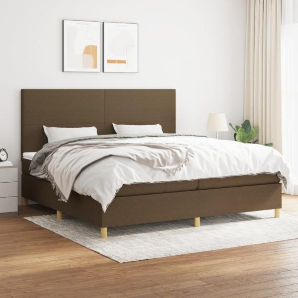 ARDEBO.de - Boxspringbett mit Matratze Dunkelbraun 200x200 cm Stoff