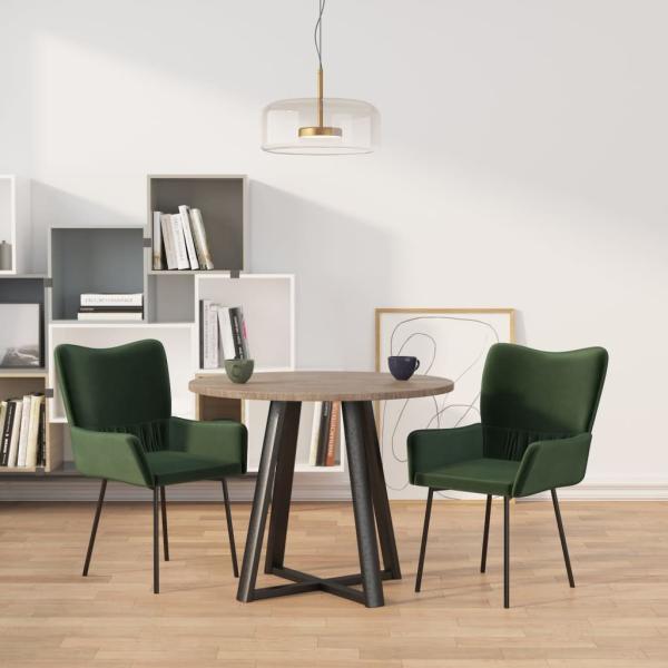 ARDEBO.de - Esszimmerstühle 2 Stk. Dunkelgrün Samt