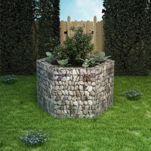 ARDEBO.de - Sechseckiges Gabionen-Hochbeet 160×140×100 cm