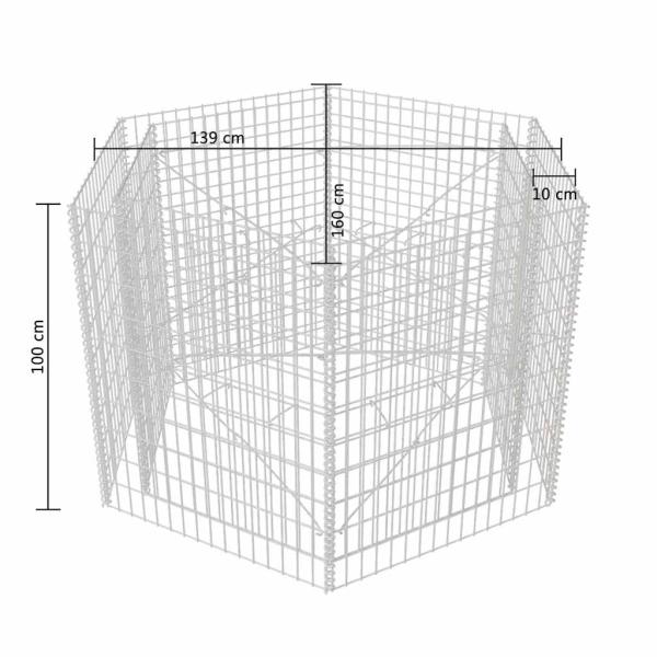 Sechseckiges Gabionen-Hochbeet 160×140×100 cm