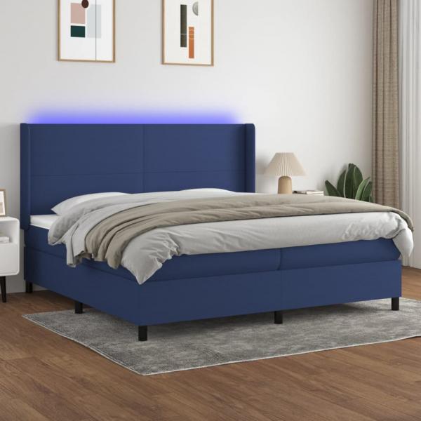 ARDEBO.de - Boxspringbett mit Matratze & LED Blau 200x200 cm Stoff