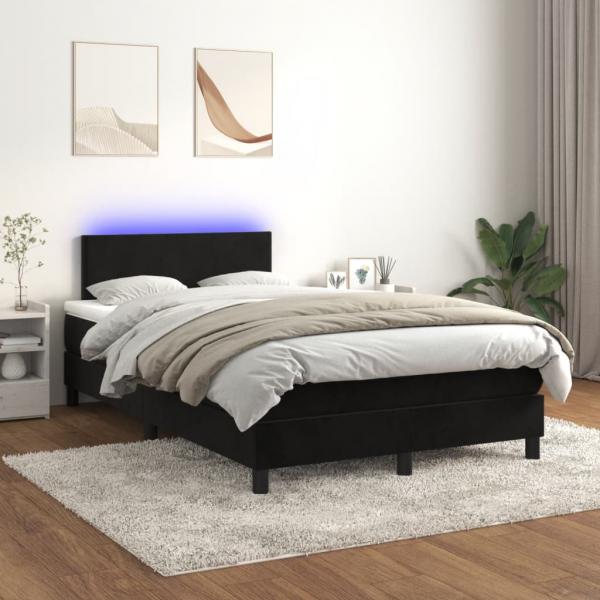 ARDEBO.de - Boxspringbett mit Matratze & LED Schwarz 120x200 cm Samt