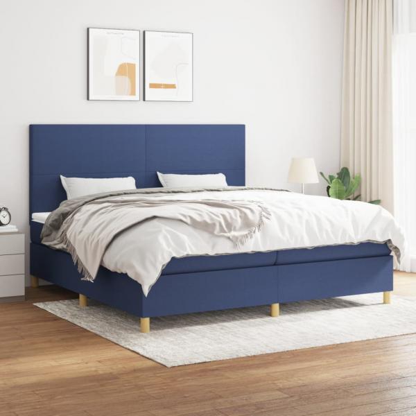 ARDEBO.de - Boxspringbett mit Matratze Blau 200x200 cm Stoff