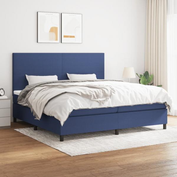ARDEBO.de - Boxspringbett mit Matratze Blau 200x200 cm Stoff