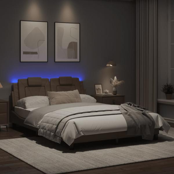 Bettgestell mit LED Cappuccino-Braun 120x200 cm Kunstleder