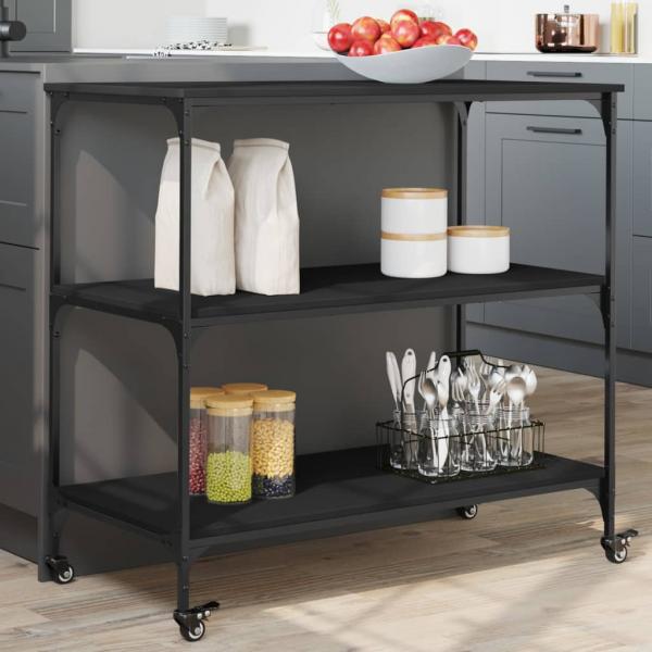 ARDEBO.de - Küchenwagen Schwarz 102x50x95 cm Holzwerkstoff