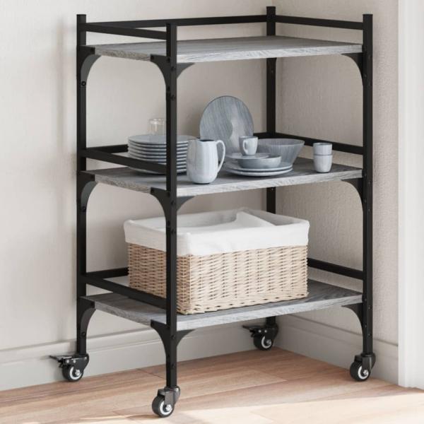 ARDEBO.de - Küchenwagen Grau Sonoma 50x35x75,5 cm Holzwerkstoff