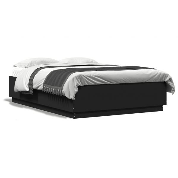 ARDEBO.de - Bettgestell mit LED Schwarz 160x200 cm Holzwerkstoff