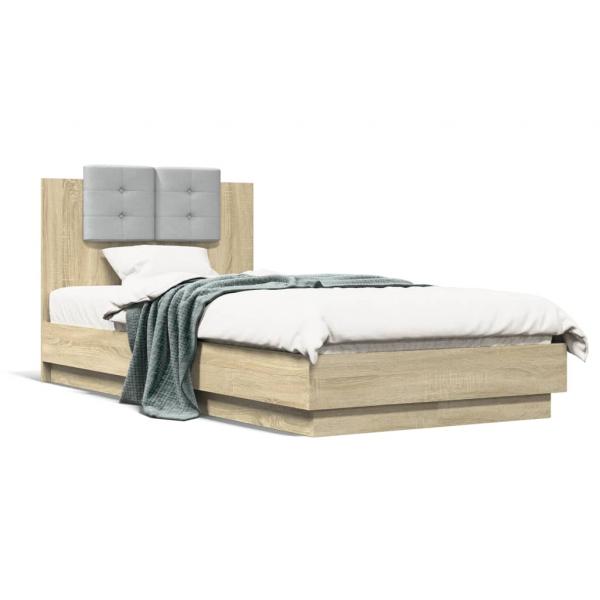 ARDEBO.de - Bettgestell mit Kopfteil Sonoma-Eiche 75x190 cm Holzwerkstoff