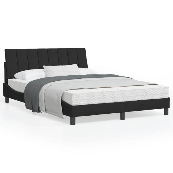 ARDEBO.de - Bettgestell mit LED-Leuchten Schwarz 140x200 cm Samt