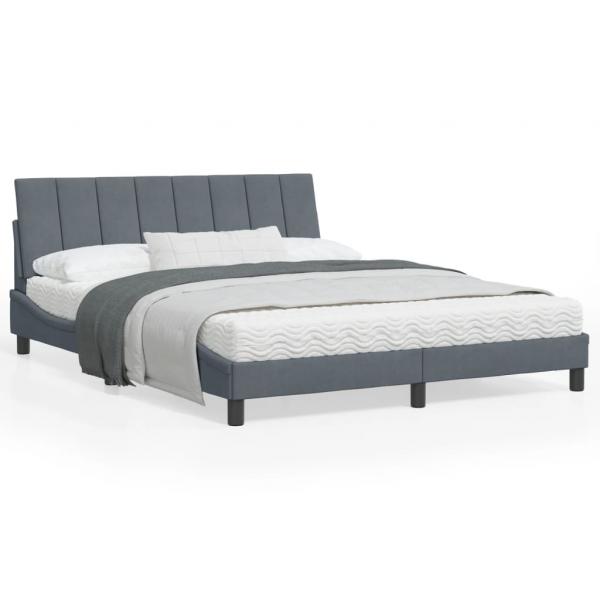 ARDEBO.de - Bettgestell mit LED-Leuchten Dunkelgrau 160x200 cm Samt