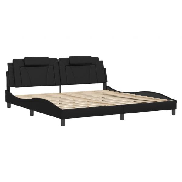 Bettgestell mit LED Schwarz 200x200 cm Kunstleder