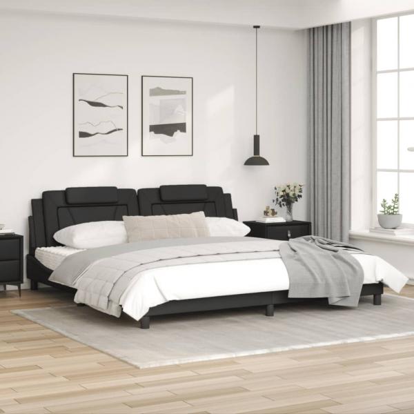 Bettgestell mit LED Schwarz 200x200 cm Kunstleder