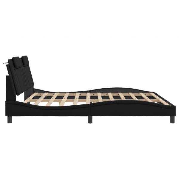Bettgestell mit LED Schwarz 200x200 cm Kunstleder