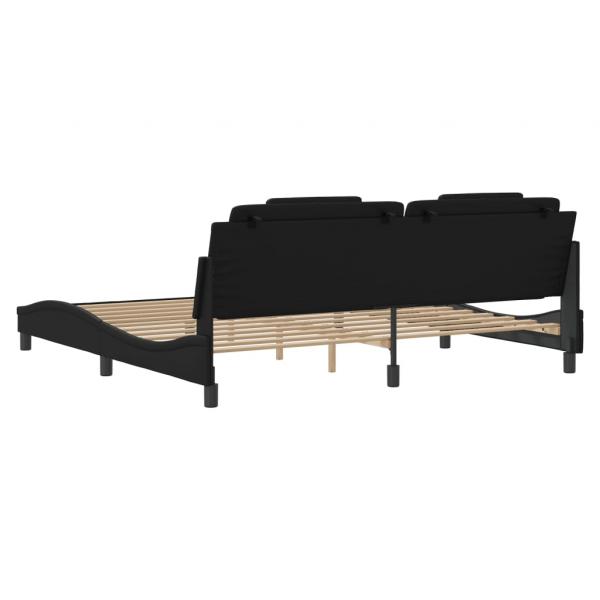 Bettgestell mit LED Schwarz 200x200 cm Kunstleder