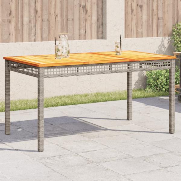 ARDEBO.de - Gartentisch Grau 140x80x75 cm Poly Rattan Akazienholz