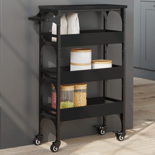 ARDEBO.de - Küchenwagen Schwarz 53x20x76 cm Holzwerkstoff
