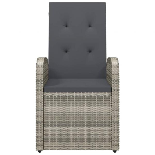 Garten-Liegestühle mit Kissen 2 Stk. Grau Poly Rattan