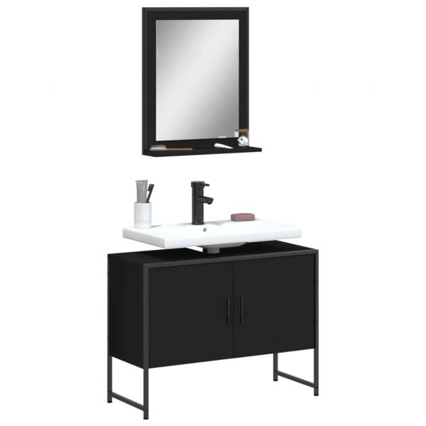 ARDEBO.de - 2-tlg. Badmöbel-Set Schwarz Holzwerkstoff