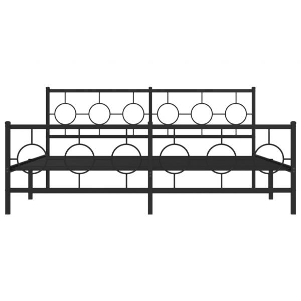 Bettgestell mit Kopf- und Fußteil Metall Schwarz 183x213 cm