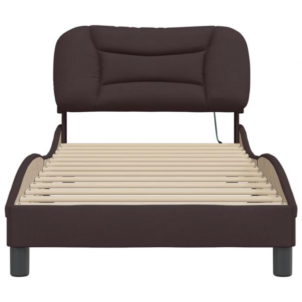 Bettgestell mit LED Dunkelbraun 80x200 cm Stoff