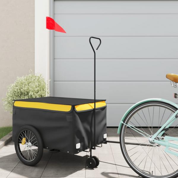 ARDEBO.de - Fahrradanhänger Schwarz und Gelb 30 kg Eisen