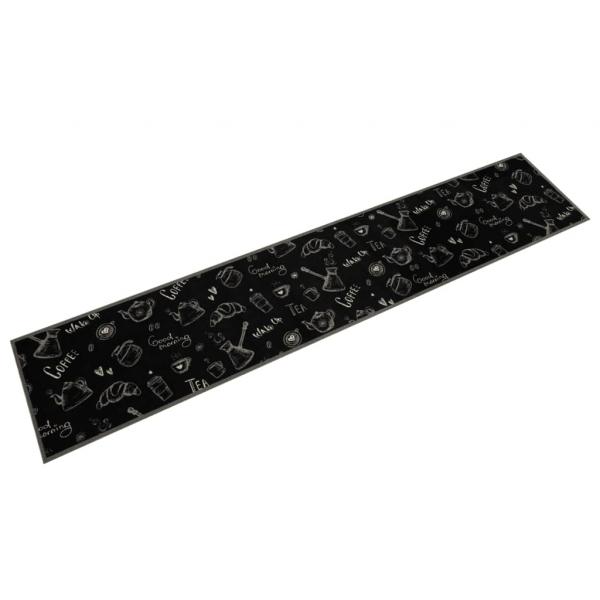 ARDEBO.de - Küchenteppich Waschbar Morgen Schwarz 60x300 cm Samt
