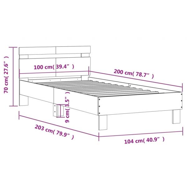 Bettgestell mit Kopfteil Schwarz 100x200 cm Holzwerkstoff