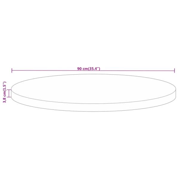 Tischplatte Ø 90x3,8 cm Rund Massivholz Mango