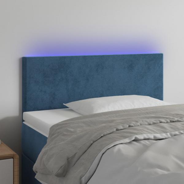 ARDEBO.de - LED Kopfteil Dunkelblau 100x5x78/88 cm Samt