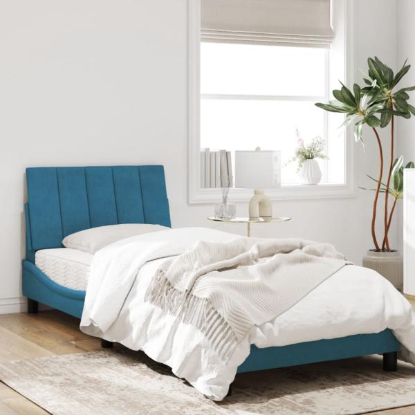 Bettgestell mit LED-Leuchten Blau 80x200 cm Samt